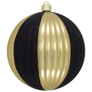Gold and Black Shatterproof Ripple Christmas Ball Ornament 8