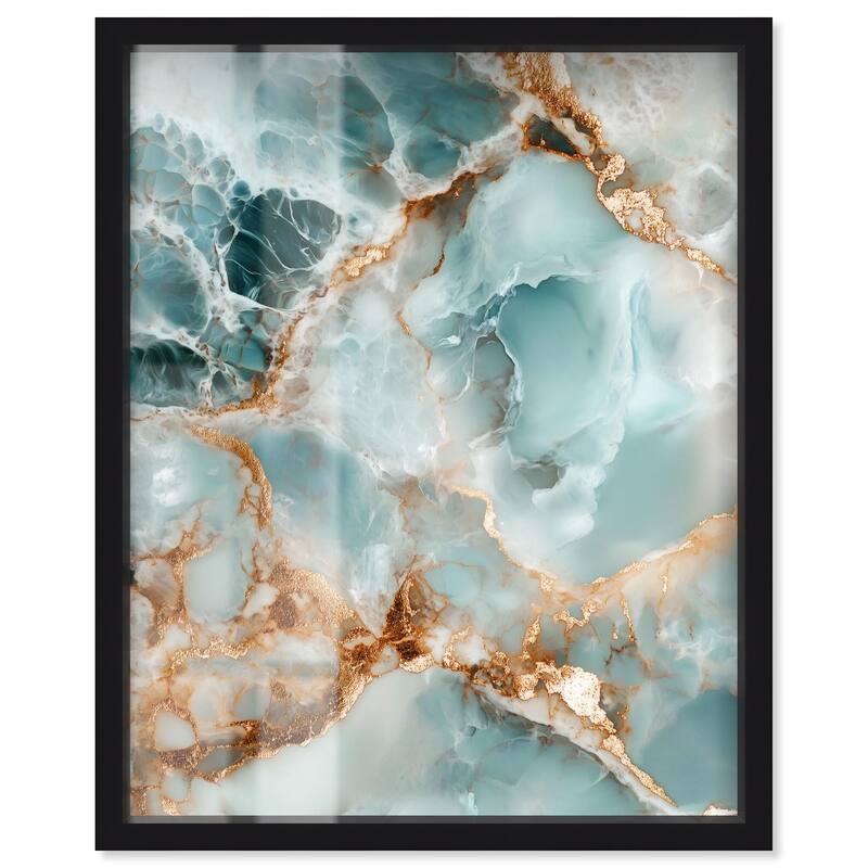 Teal Marble Majesty Shadowbox by Art Remedy - Black - 36" x 45"