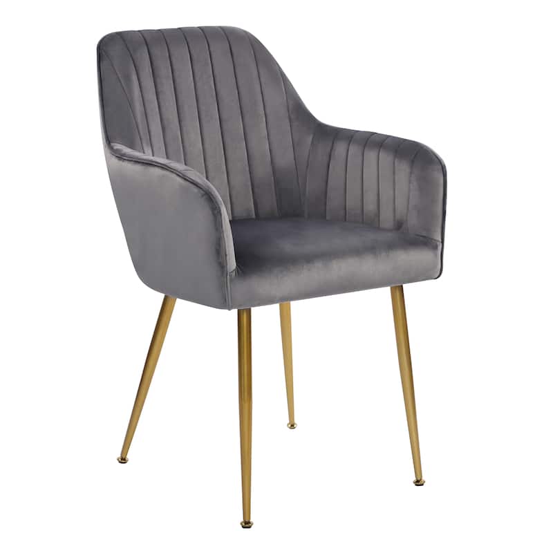 Velvet Accent Dining Chairs with Gold Metal Legs Set of 2