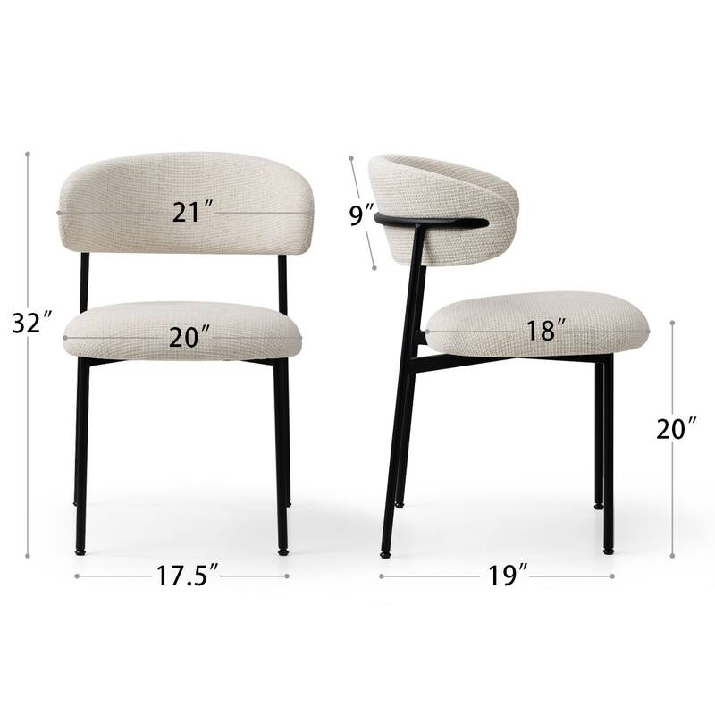 Upholstered Dining Chair With Metal Legs (Set of 2)
