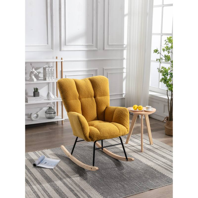 31.5" High Back Buttons Tufted Rocking Chair