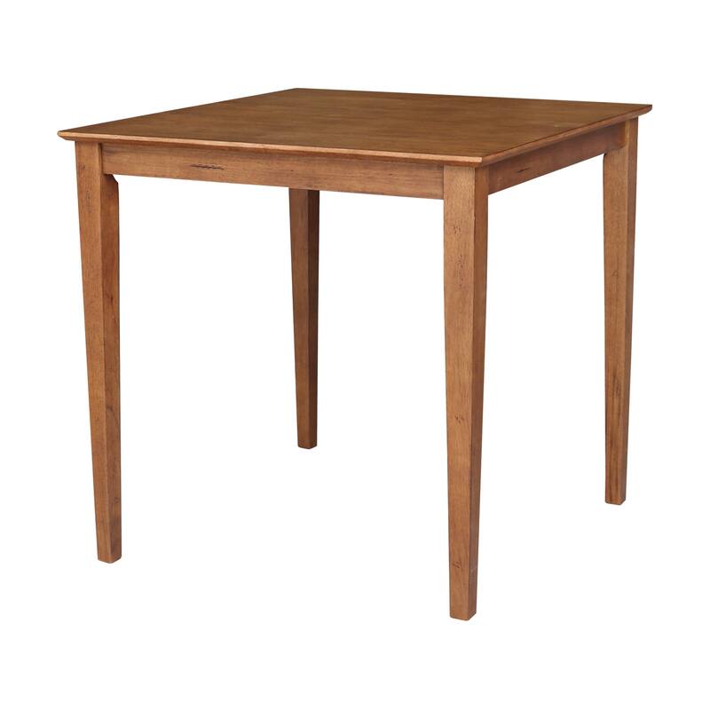 36 x 36 in. Solid Wood Counter Height Dining Table with 4 X-back Stools - 5 Piece Set