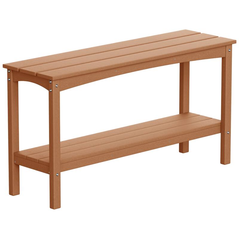 Laguna Hdpe All Weather Outdoor Patio Two Shelf Table - Teak