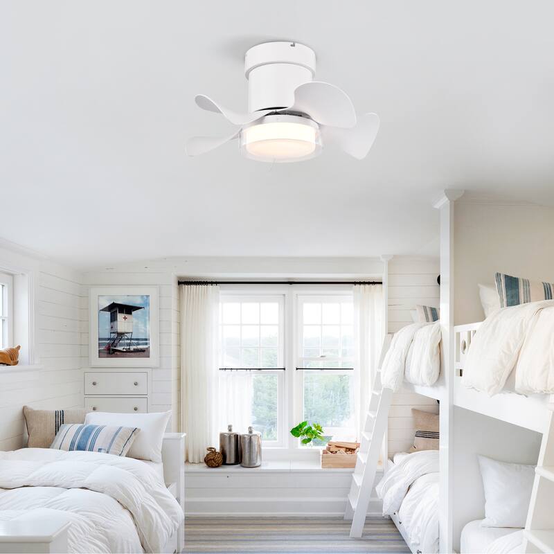 Flush Mount Ceiling Fan with 3 Color Temperatures Light & 6-Speed Remote Control DC Motor, Timer Function