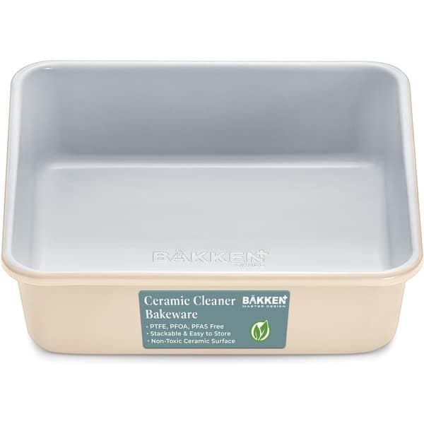 slide 2 of 5, Square Cake Pan - Aluminized Steel, Ceramic Non-Stick Coating Cream