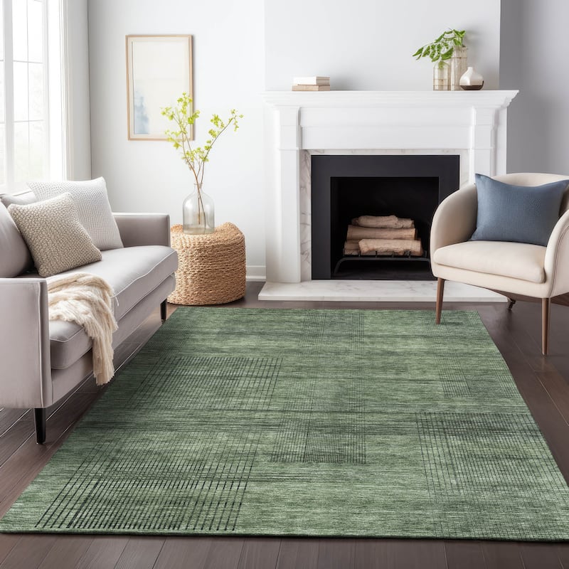 Machine Washable Indoor/ Outdoor Chantille Contemporary Imprints Rug