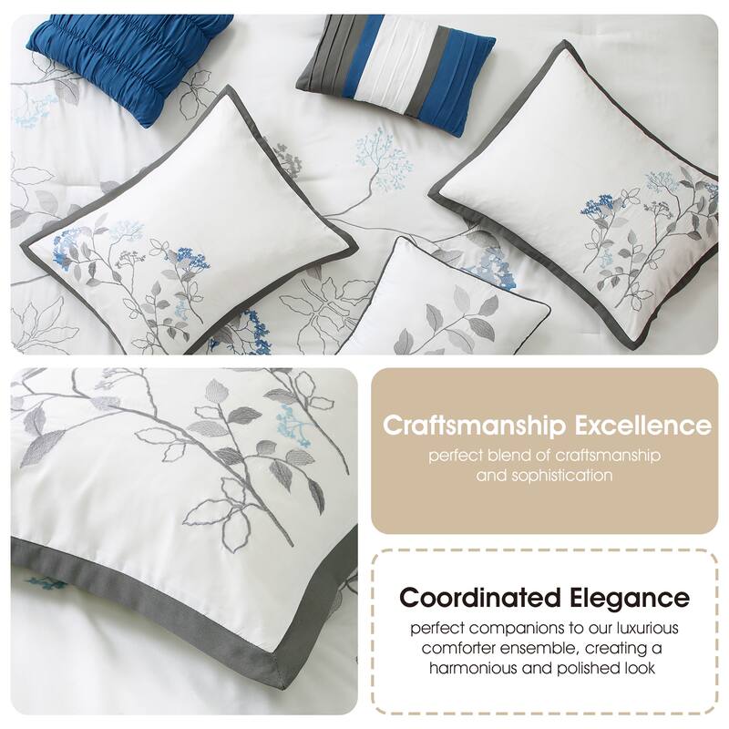 Nanshing Tracy 7-Piece Minimalist Botanical Comforter Set