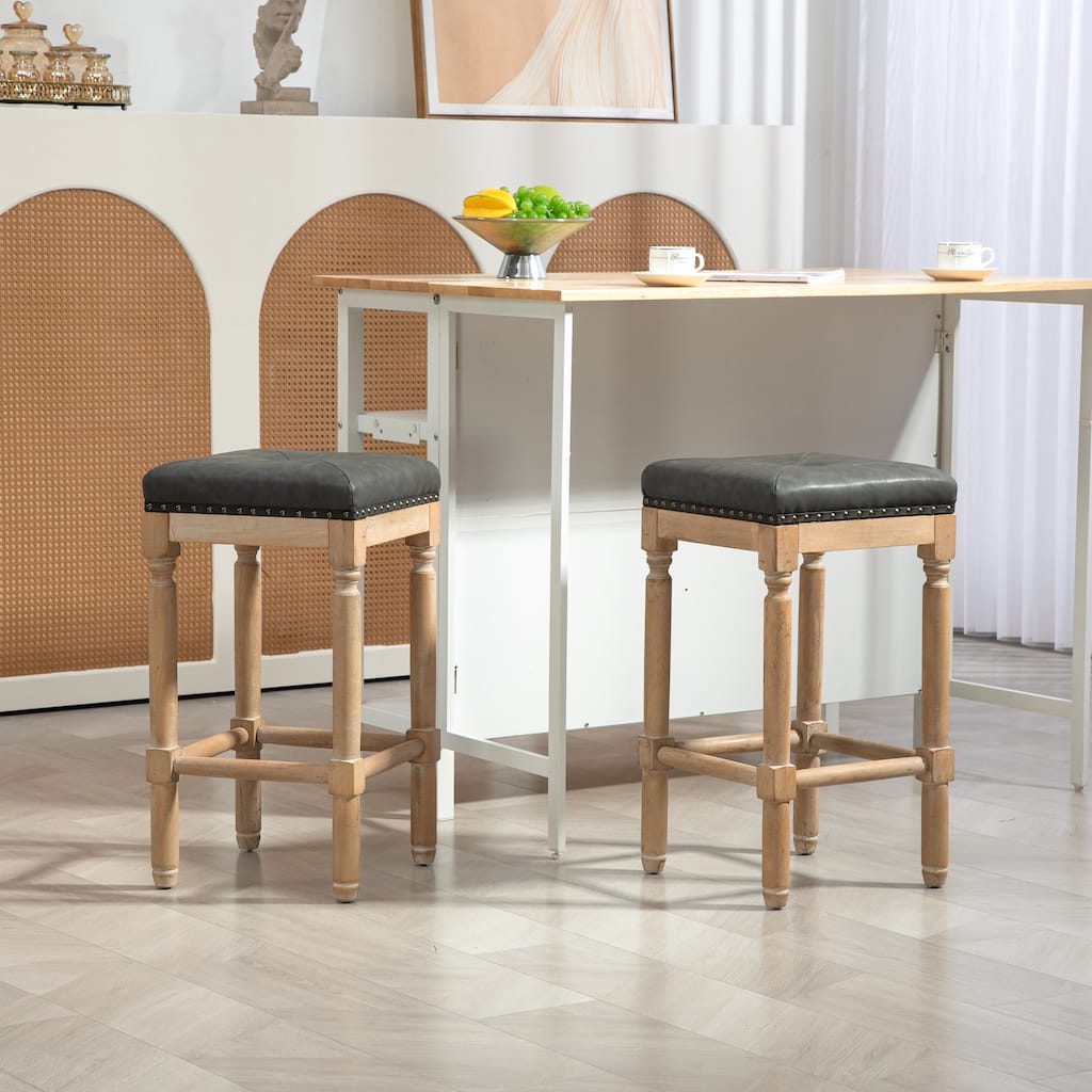 Tufted 26Inch Counter Stools Set of 2 - N/A