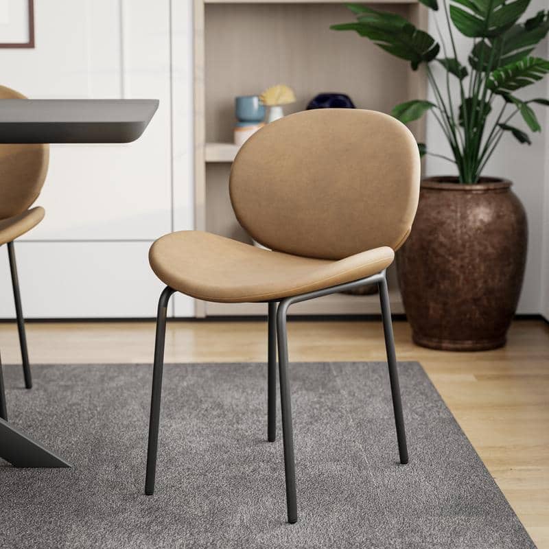 Servo Modern Leather Upholstered Accent Dining Chair with Powder-Coated Iron Legs for Living Room or Offices