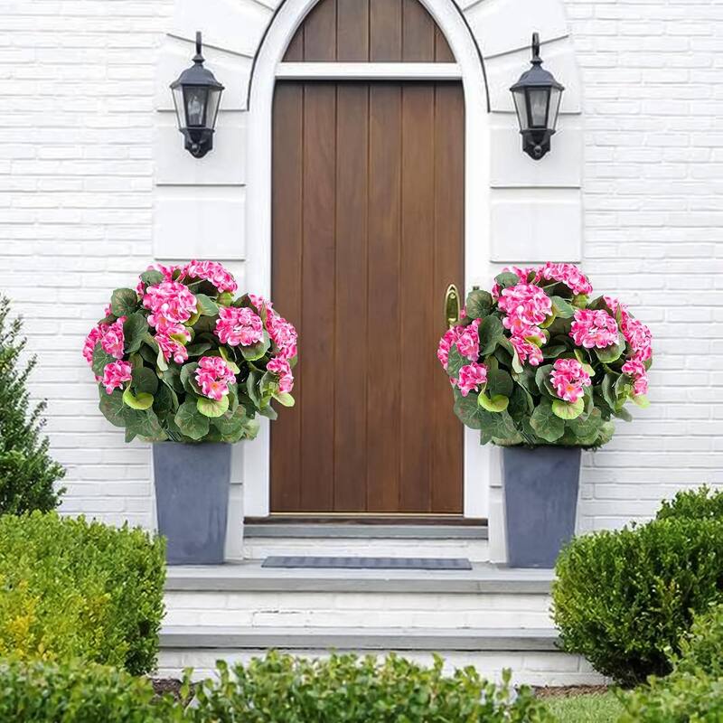 21.6" Artificial Topiary Flower with Ground Spike Set of 2,Artificial Topiary Ball Trees with Silk Flowers