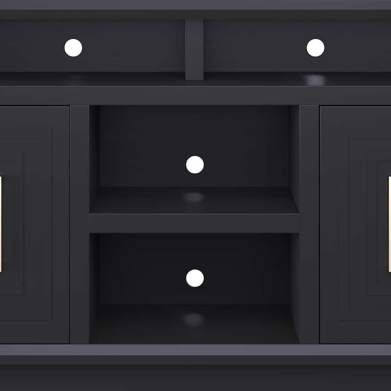 Bridgevine Home Sunset 67 inch TV Stand Console for TVs up to 80 inches, No Assembly Required, Black Finish