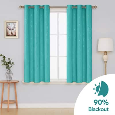 Deconovo Wave Line with Dots 42 Width Curtains Pair(2 Panel)