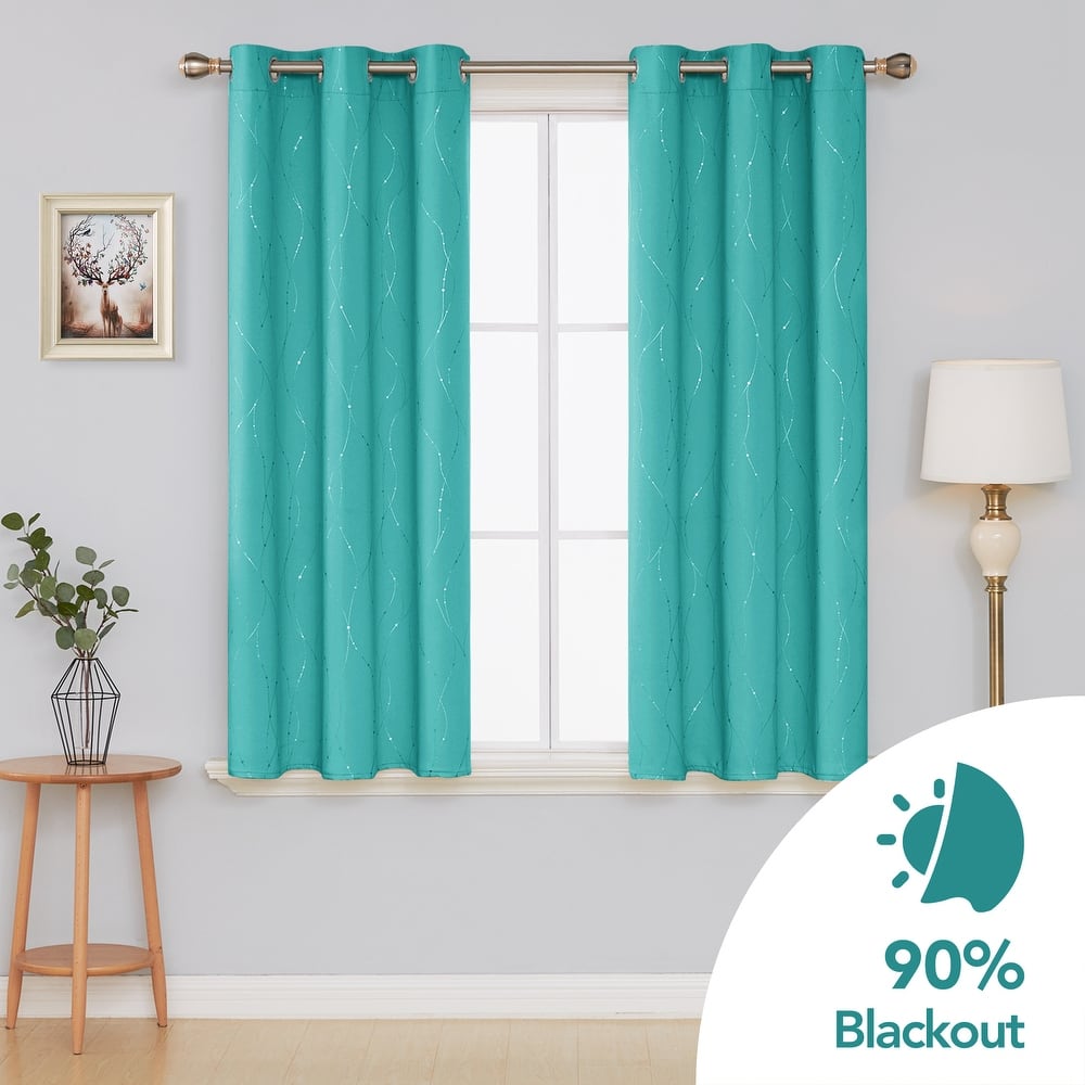 Deconovo Wave Line with Dots 42 Width Curtains Pair(2 Panel)