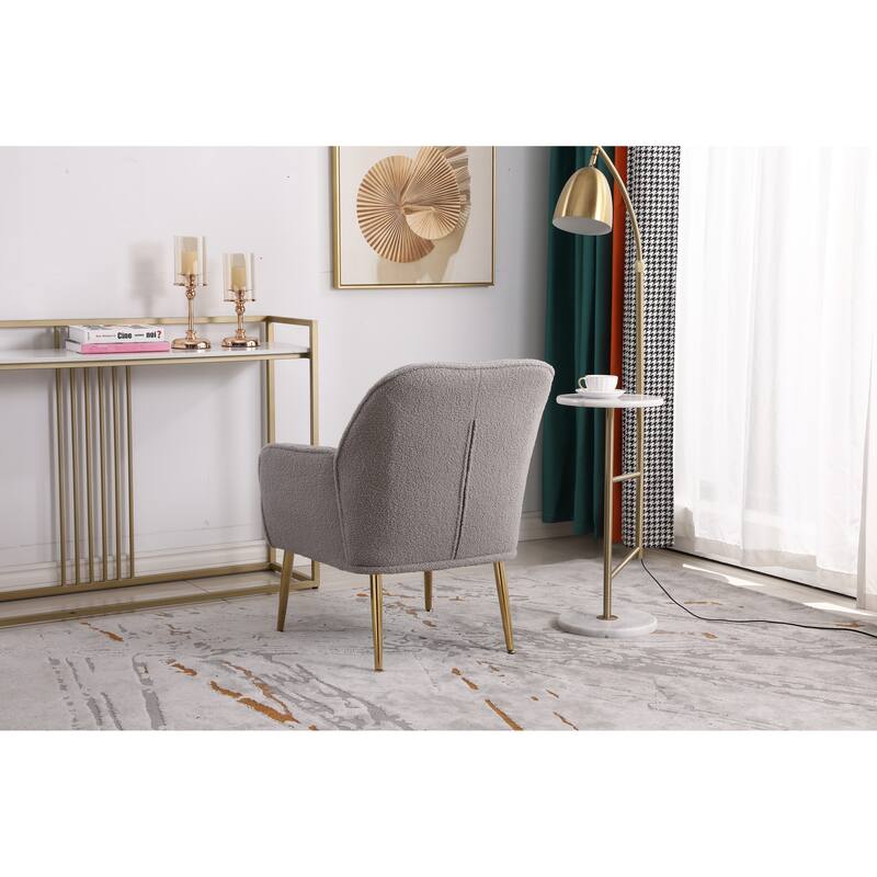 Modern Mid Century 28.7" Sherpa Arm Chair with Iron Legs for Living Room