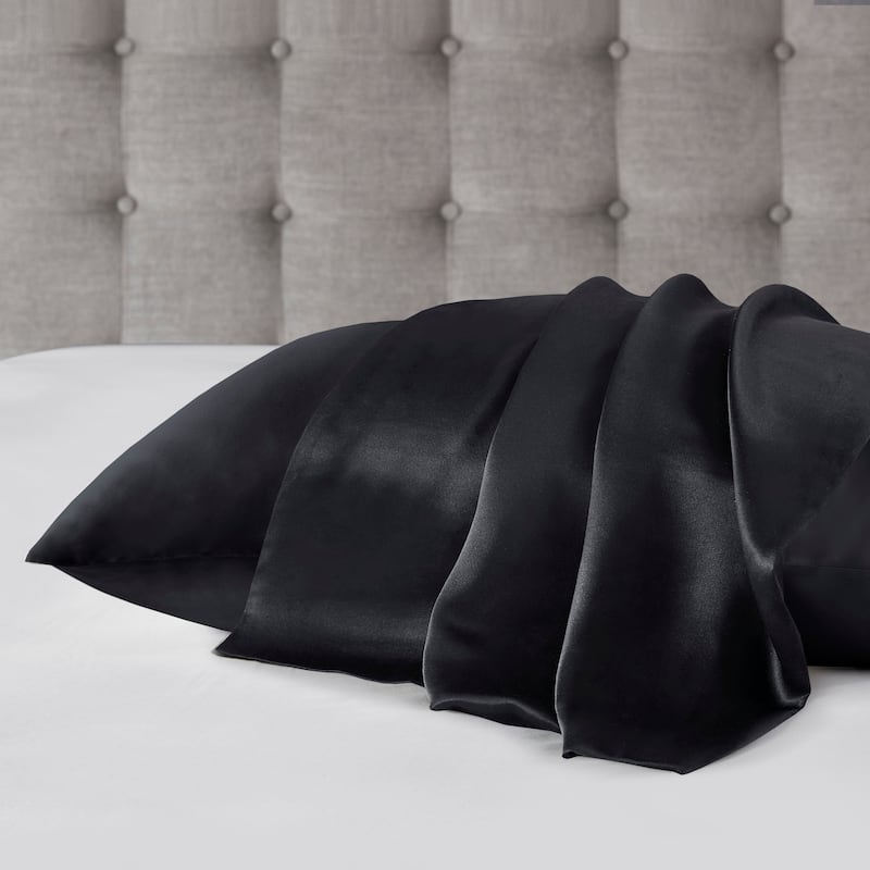 Madison Park Silk 100% Mulberry Single Pillowcase - Standard - Black