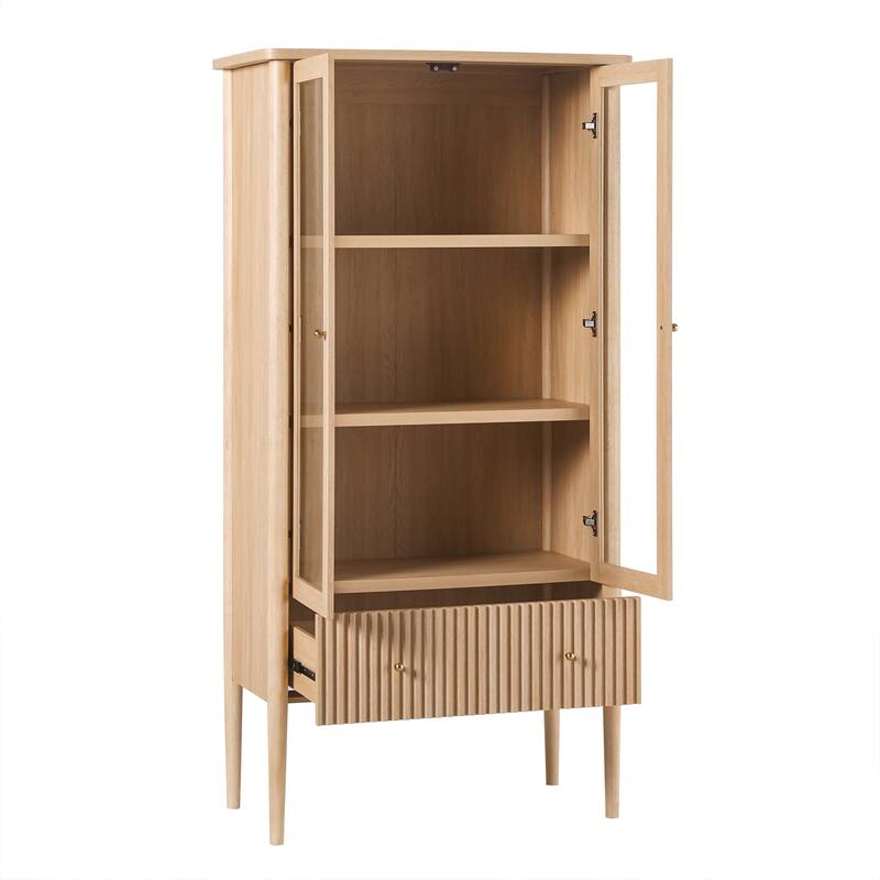 Walker Edison Modern Fluted Glass Bookshelf Cabinet