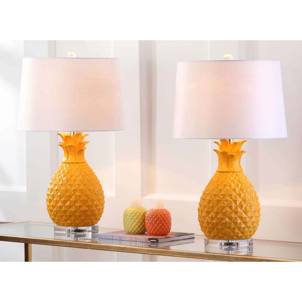 SAFAVIEH Lighting Karina 27-inch Pineapple Orange Table Lamp (Set of 2) - 15"x15"x25.5" - 15Wx15Dx26H