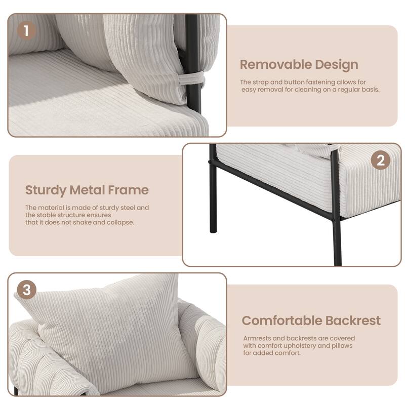 Accent Chair with Pillow, Modern Living Room Chairs