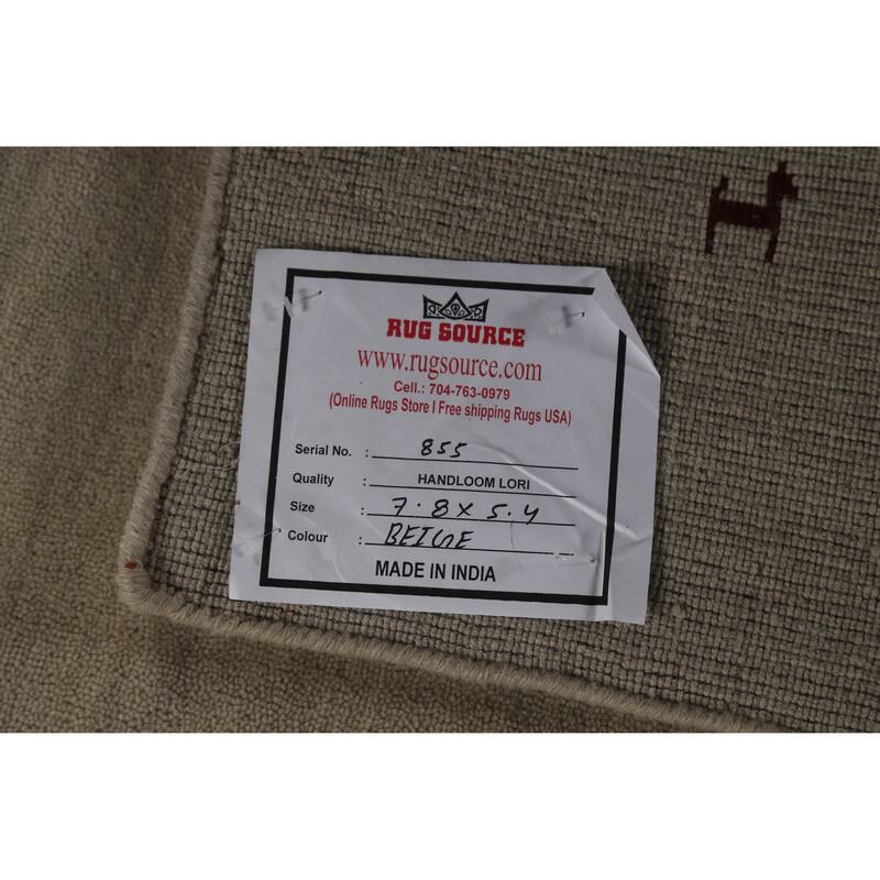 Beige Tribal Gabbeh Indian Area Rug Handmade Wool Carpet - 5'4" x 7'8"