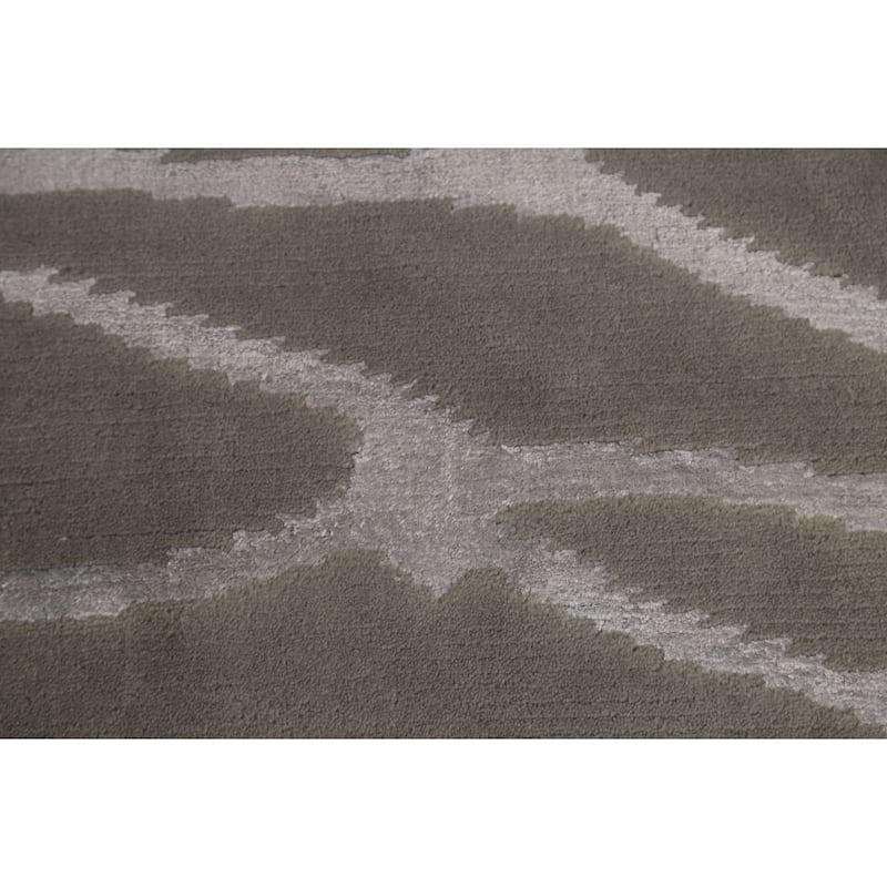 All-Over Modern Indian Area Rug Handmade Wool Carpet - 9'1"x 11'7"