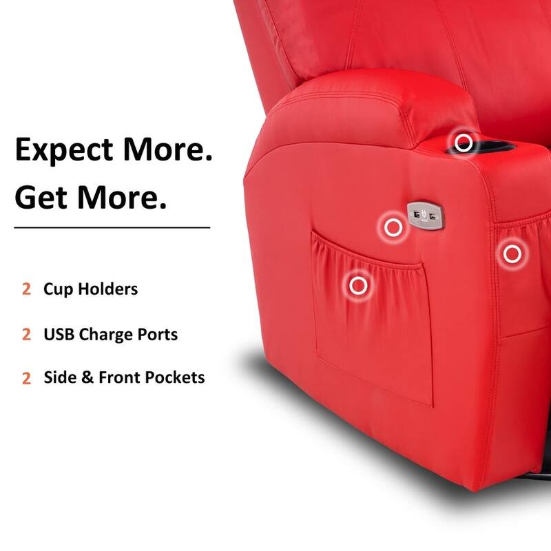 MCombo Manual Swivel Glider Rocker Recliner Chair with Massage and Heat, Faux Leather 8031