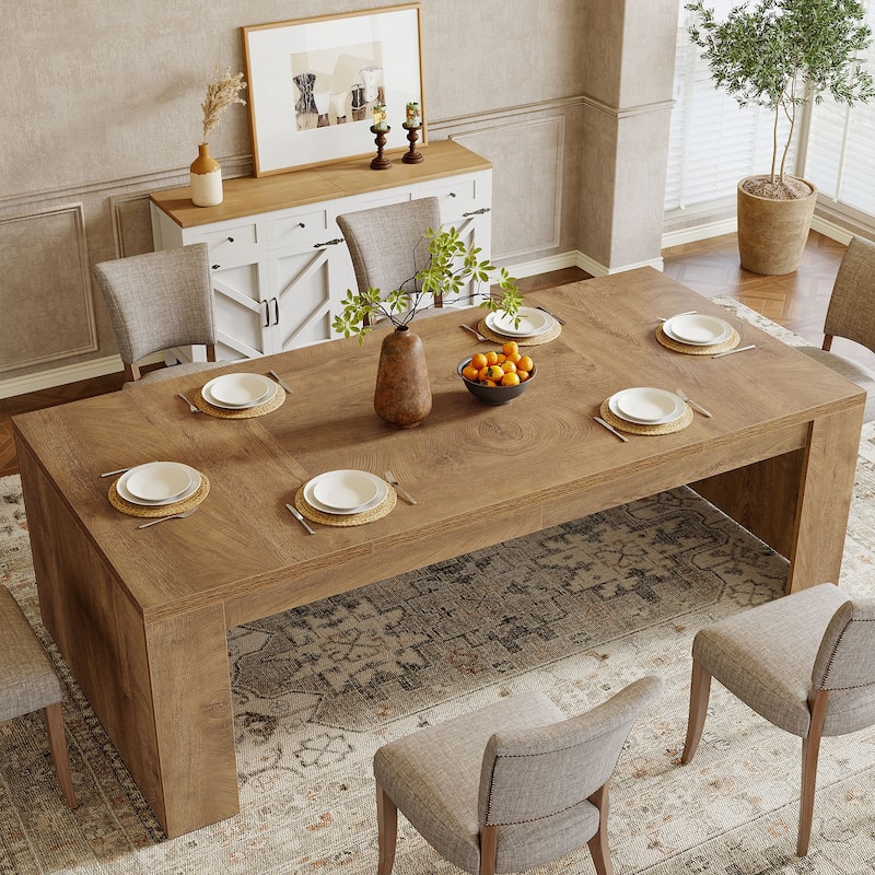 71'' Rectangular Dining Table Wooden Kitchen Table for 6-8