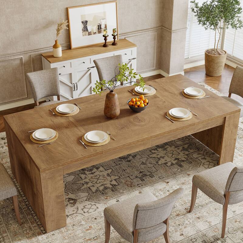 Large Dining Table, Wood Kitchen Table, Living Room Family Gathering Table Accent Dining Table - Brown
