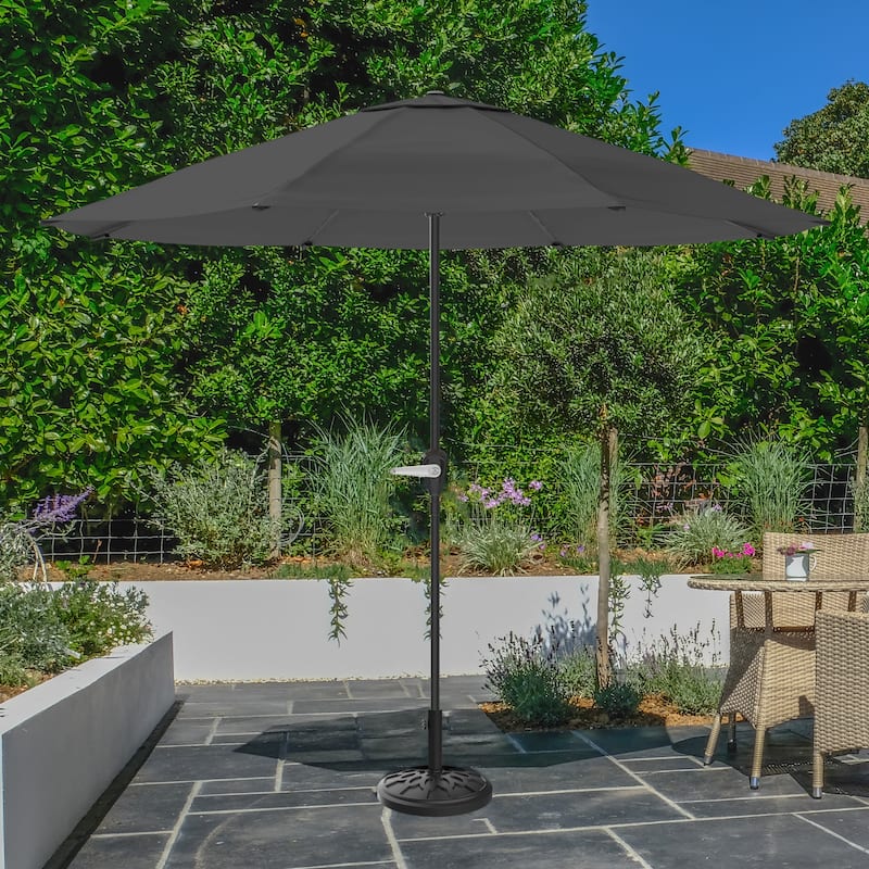 Patio Umbrella with Vented Canopy - 9FT Easy Crank Outdoor Umbrella for Shade by Pure Garden (Gray)