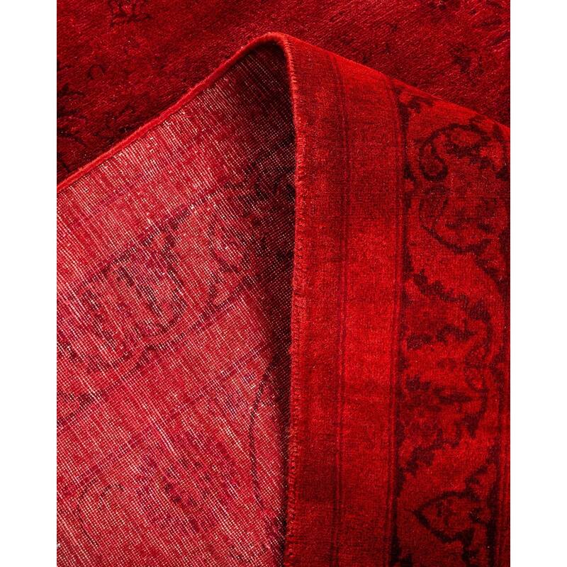 Overton Hand Knotted Wool Vintage Inspired Modern Contemporary Overdyed Red Area Rug - 8' 3" x 14' 10"