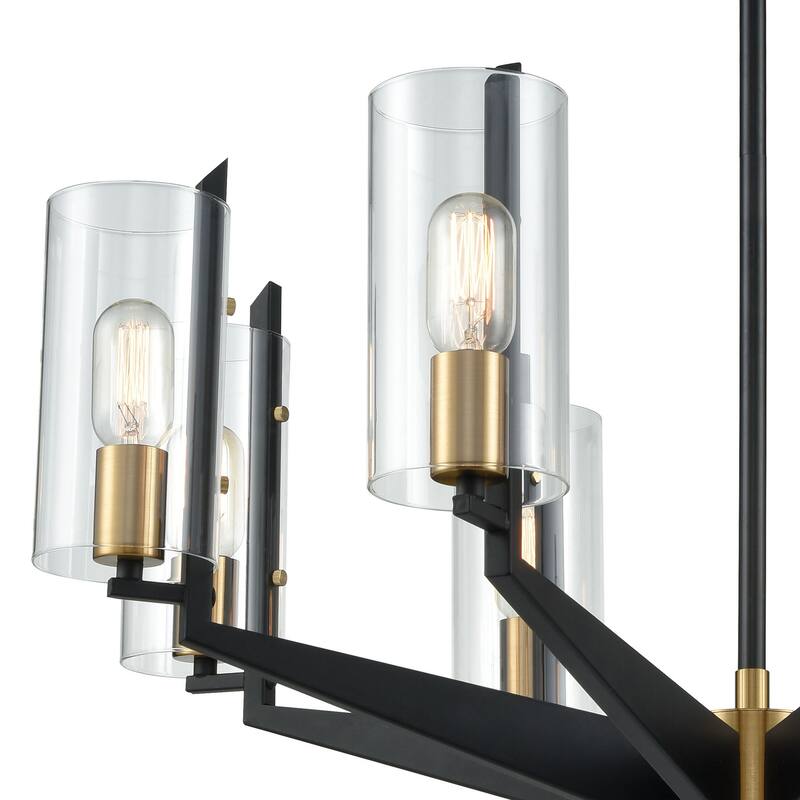 Elk Home Blakeslee Matte Black With Clear Glass 8 Light Chandelier