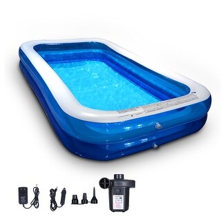 Inflatable Swimming Pool, Family Full-Sized with Air Pump Backyard ...