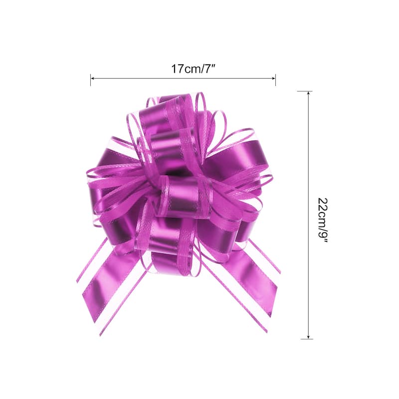 12pcs 9" Large Pull Bow Metallic Gift Wrapping Bows Ribbon Organza - Rose Red