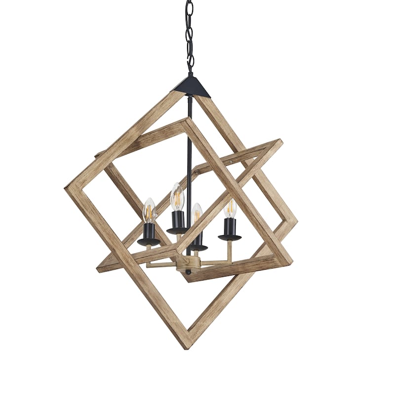27 inch wood painted chandelier 4 Lt - Wood Painted