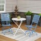 preview thumbnail 1 of 5, Cafe Couleur 3pc Shabby Chic Wood Folding Table and Chair Set - Blue