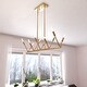 preview thumbnail 7 of 9, Warwick 10L Brass Contemporary Linear Chandelier Island Pendant Light Fixture - 32.25-in W x 16.25-in H x 8-in D