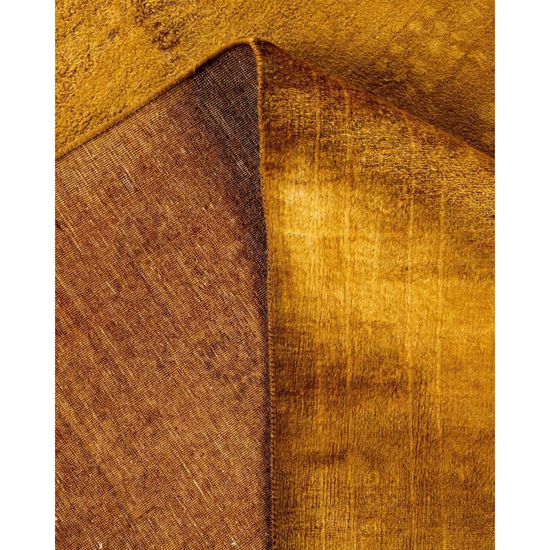 Overton Hand Knotted Wool Vintage Inspired Modern Contemporary Overdyed Gold Area Rug - 8' 1" x 10' 6"