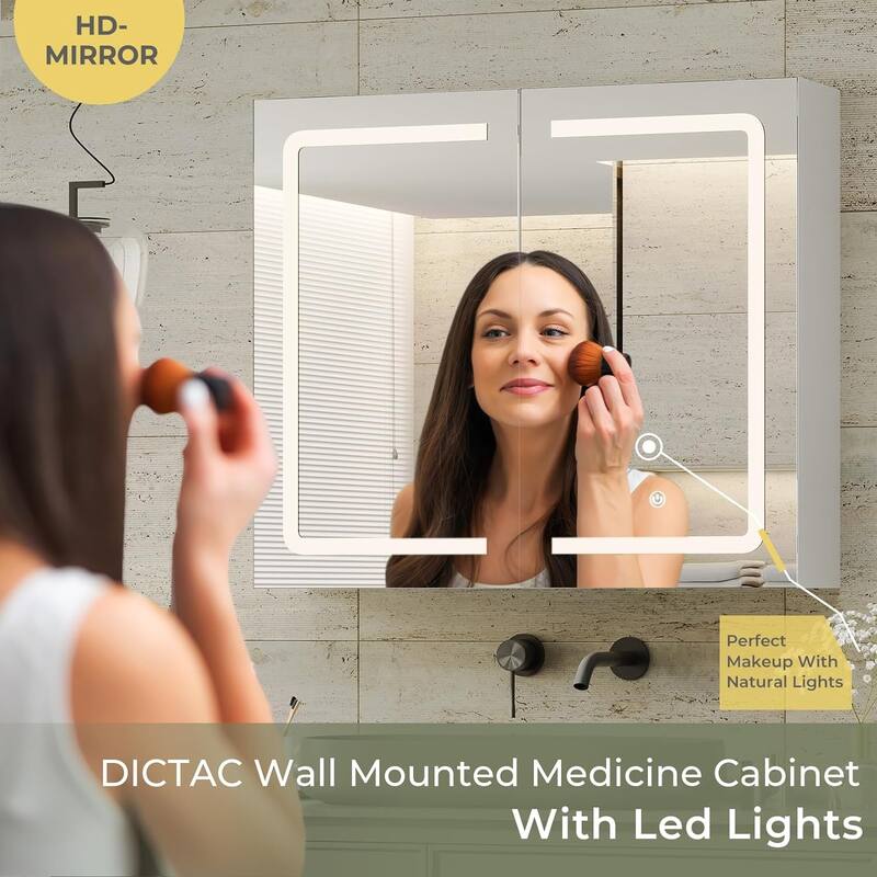 Lighted Medicine Cabinet Bathroom Wall Mounted Storage Doors