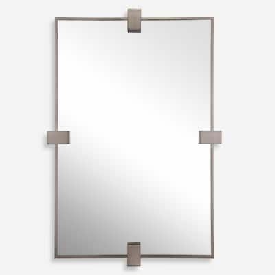 Plated Gun Metal Rectangular Wall Mirror - 37.25"