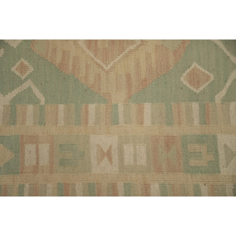 Hand Woven Oriental 100% Wool Carpet Southwestern Tribal Green Kilim Area Rug - 5' 10'' X 3' 10''