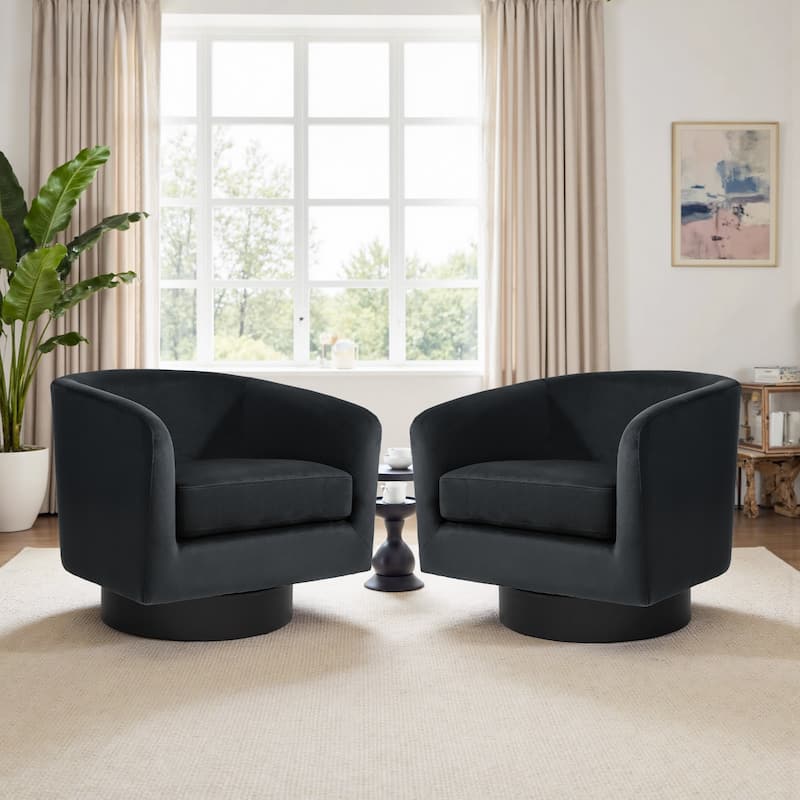 Modern Barrel Swivel Accent Chairs For Living Room