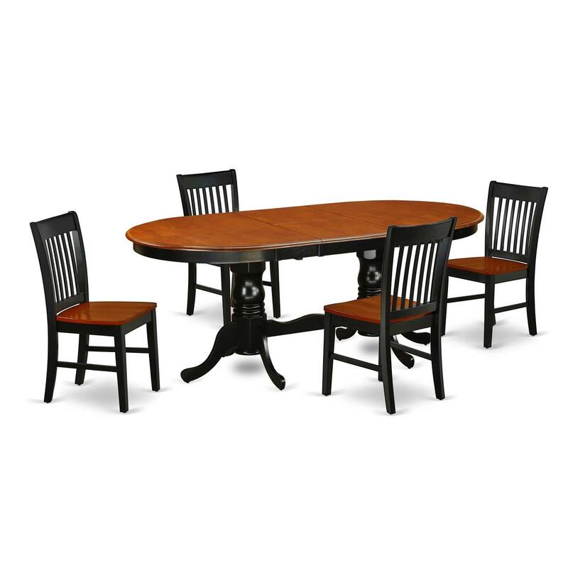 Retro Dining Set 5 Piece - Oval Table w/ Butterfly Leaf & 4 Chairs - Black Cherry Finish - 42x78 Inch
