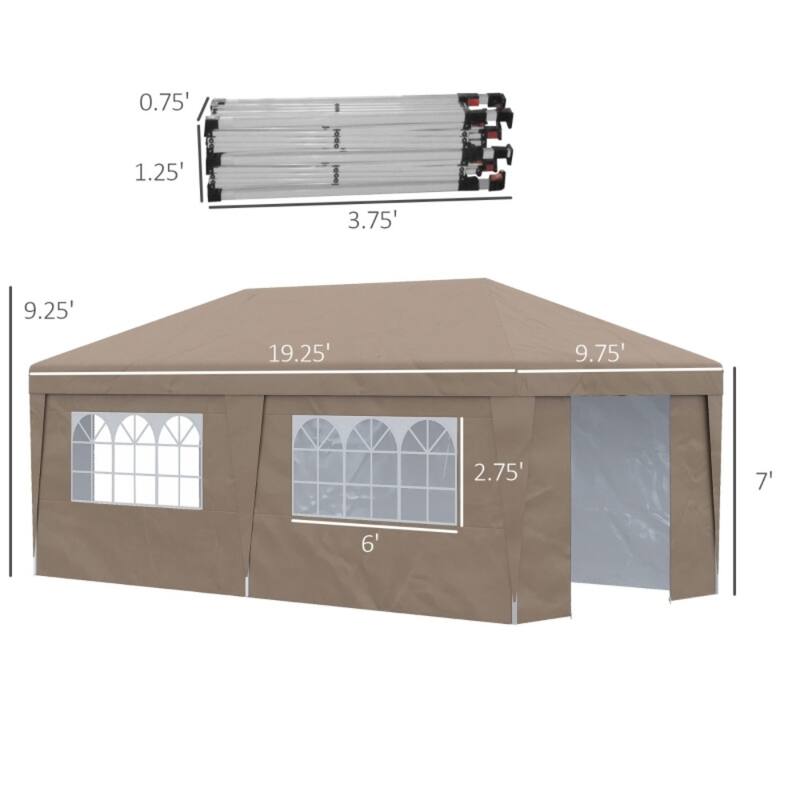 Foldable Pop-Up Gazebo Party Tent with Adjustable Legs and Windows 2 Doors Included Carry Bag - 232.25" L x 117" W x 112.25" H
