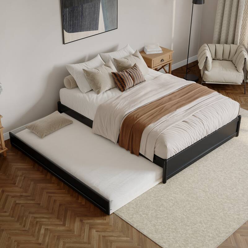 Barcelona Panel Platform Bed with Twin XL Trundle