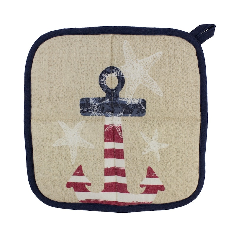 Patriotic Starfish & Anchor Pot Holder for Summer 4th of July Memorial Day