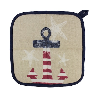 Patriotic Starfish & Anchor Pot Holder for Summer 4th of July Memorial Day