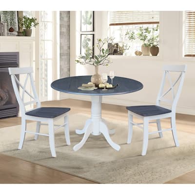 42" Dual Drop Leaf Table with X-back Chairs Set