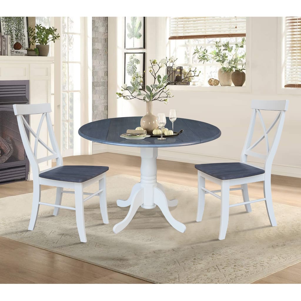 42" Dual Drop Leaf Table with X-back Chairs Set