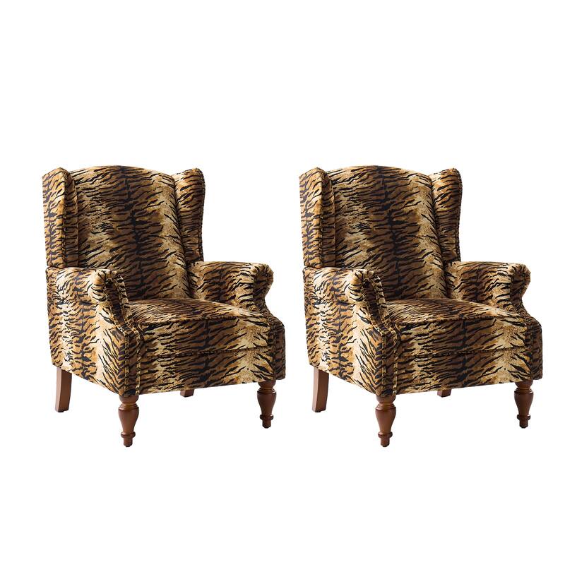 Ivan Traditional Animal Pattern Armchair with Nailhead Trim Set of 2by HULALA HOME