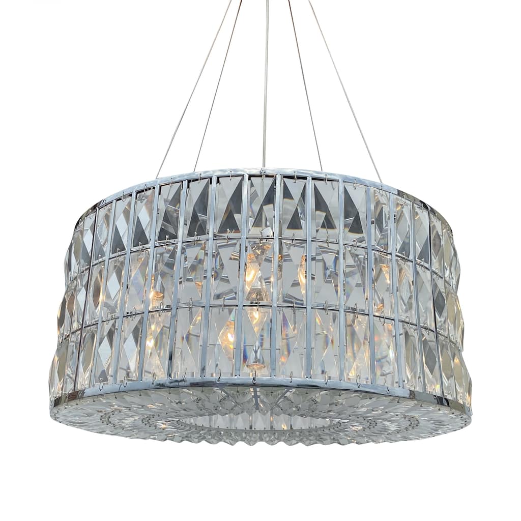 The Monroe Round Clear Crystal Chandelier, Chrome
