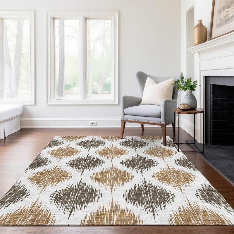 Machine Washable Indoor/ Outdoor Chantille Contemporary Geo Rug